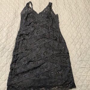 Marina Black Lace and Beaded Dress